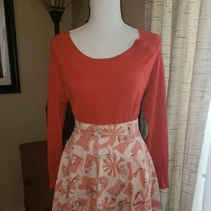 Orange 1950's style knit blouse